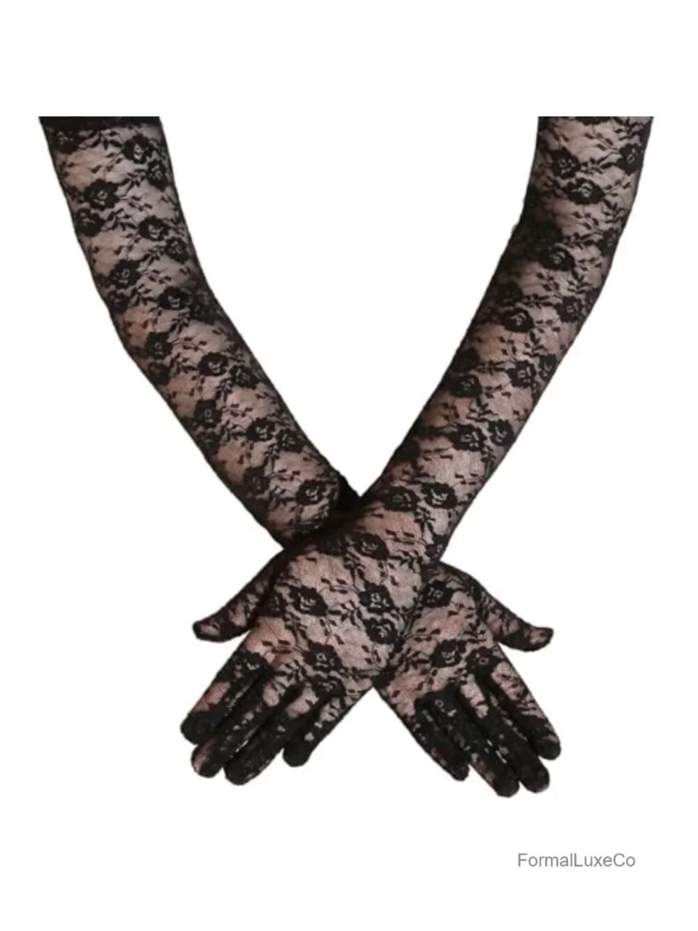 Vintage Floral Lace Long Opera Gloves - Elbow Length Wedding Bridal